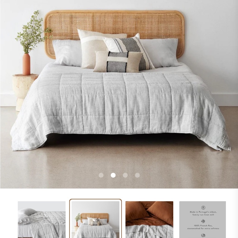 The Citizenry Gray Striped Stonewashed Linen Quilt